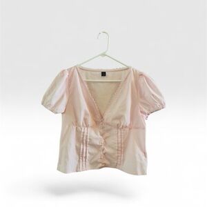 SHEIN Blush Pink Button-Up Grunge Corset Babydoll Blouse 👚